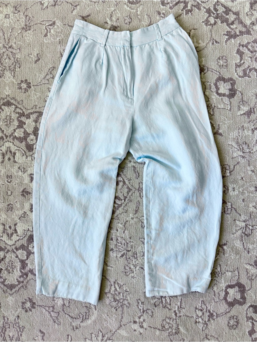 Maje Paris Light Blue Relaxed Fit Linen Blend Capris - Size 36/S - Picture 2 of 6
